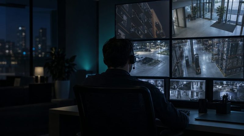 Operator watching multiple camera feeds